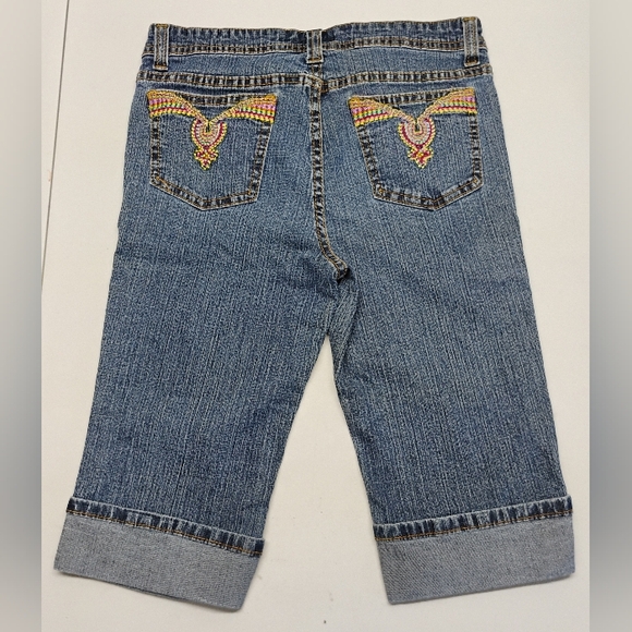 Jordache Other - Vintage Girls Jordache Capris Sz 12 Denim Embroidery Knee Highs Stretch